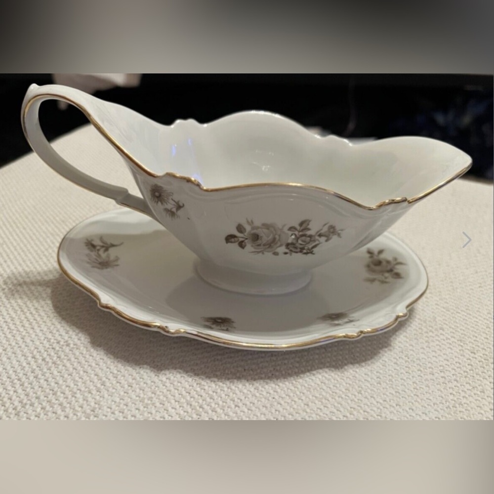 Vintage Bavaria Heidi Gravy Dish with Attached Drip Plate /Made in Bavaria Ger